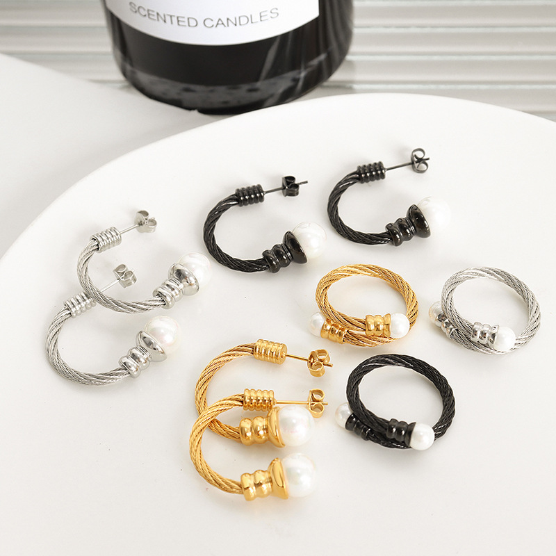 European Exquisite Design Ring Soft Tubular Jewelry Set with Colorful Beads Unisex Neutral Style Earrings - Image 2