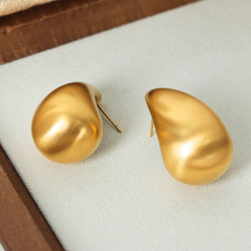 European Hot Selling New Minimalist Water Drop Stud Earrings Titanium Steel 18K PVD Gold Plated Stylish Jewelry for Women - Image 2