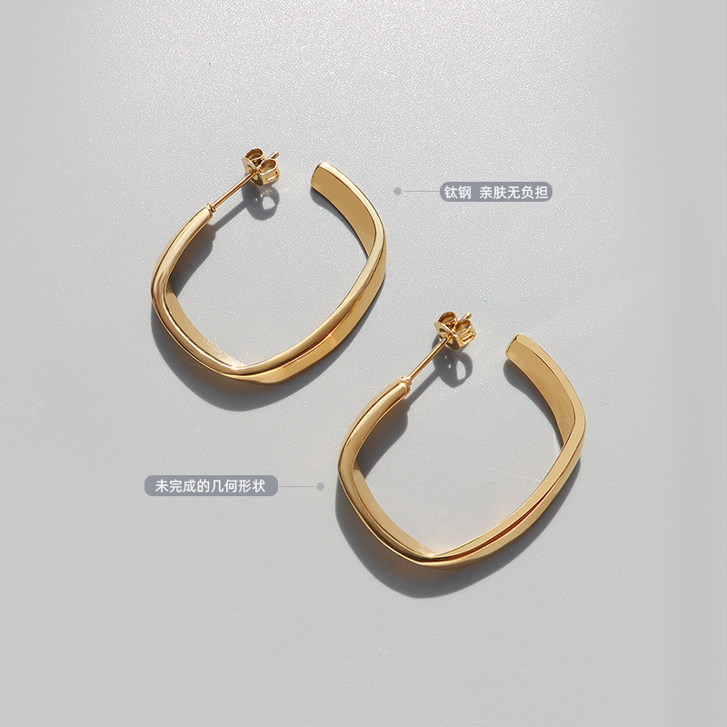 Retro Geometric Earrings for Women Christmas Fall Winter Titanium Steel with 18K PVD Gold Plating - Image 2