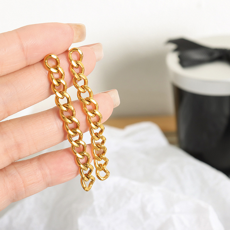 Stylish Ins Style Earrings Titanium Steel Non-Fading Tassel Chain Earrings Hot-Selling Jewelry with 18K PVD Gold Plated - Image 2