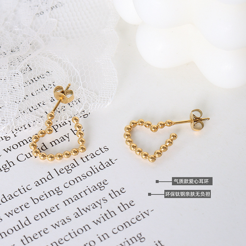 European INS Heart-Shaped Irregular Earrings Stainless Steel 18k PVD Gold Plated Trendy Jewelry - Image 2
