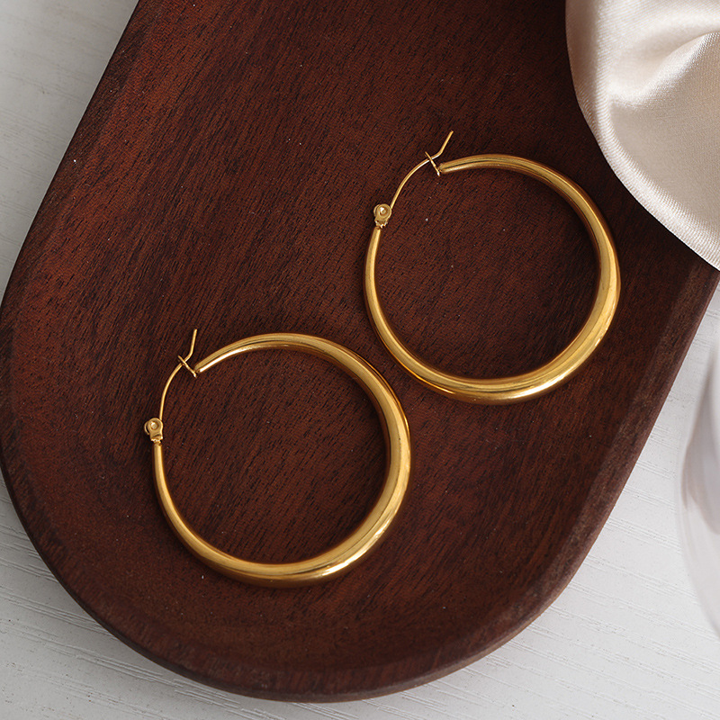 Oversized Hoop Earrings Titanium Steel 18k PVD Gold Plated Exaggerated Luxury Design Women Jewelry - Image 2