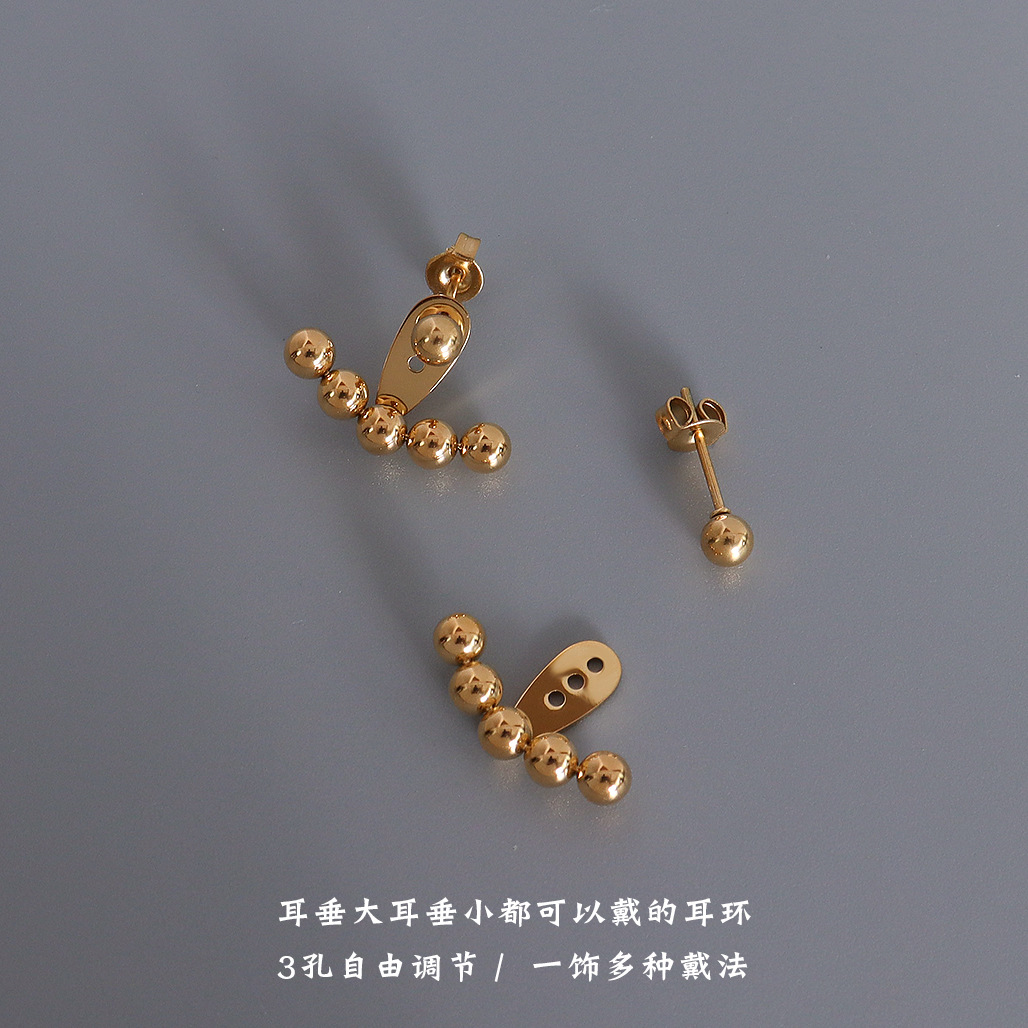Steel Bead Hoop Earrings Titanium Steel Slim Face Design Minimal Women Jewelry - Image 2