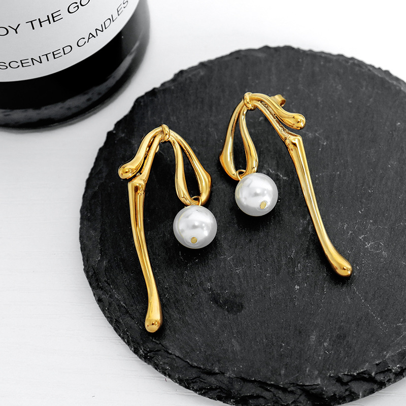 Geometric Color Bead Pendant Earrings Creative Unique Design Trendy Women Jewelry - Image 2
