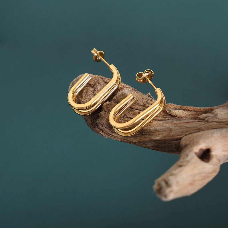 Korean Minimalist Geometric Statement Frame Earrings for Women Elegant Student Style Trendy and Versatile Fashion Accessorie - Image 3