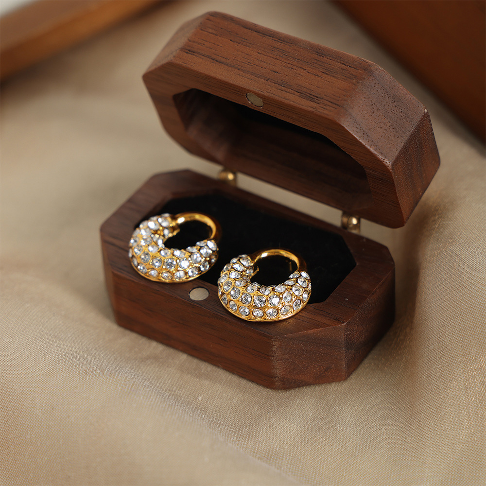 New Luxury Minimalist Titanium Steel 18K PVD Gold Plated U-Shaped Earrings with Zircon Inlay Fashion Jewelry for Women - Image 3