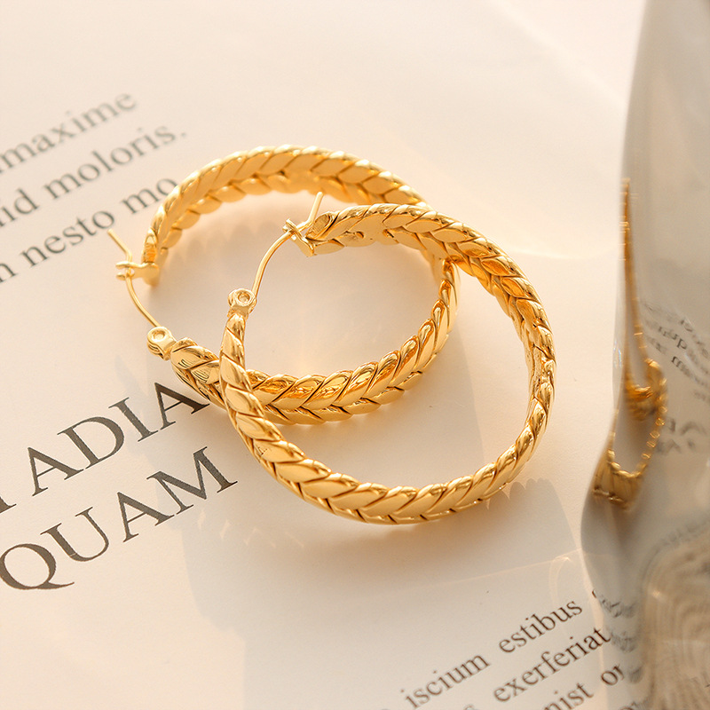 European Wheat Spike Earrings Stainless Steel 18k PVD Gold Plated Elegant and Versatile Unisex Jewelry - Image 3