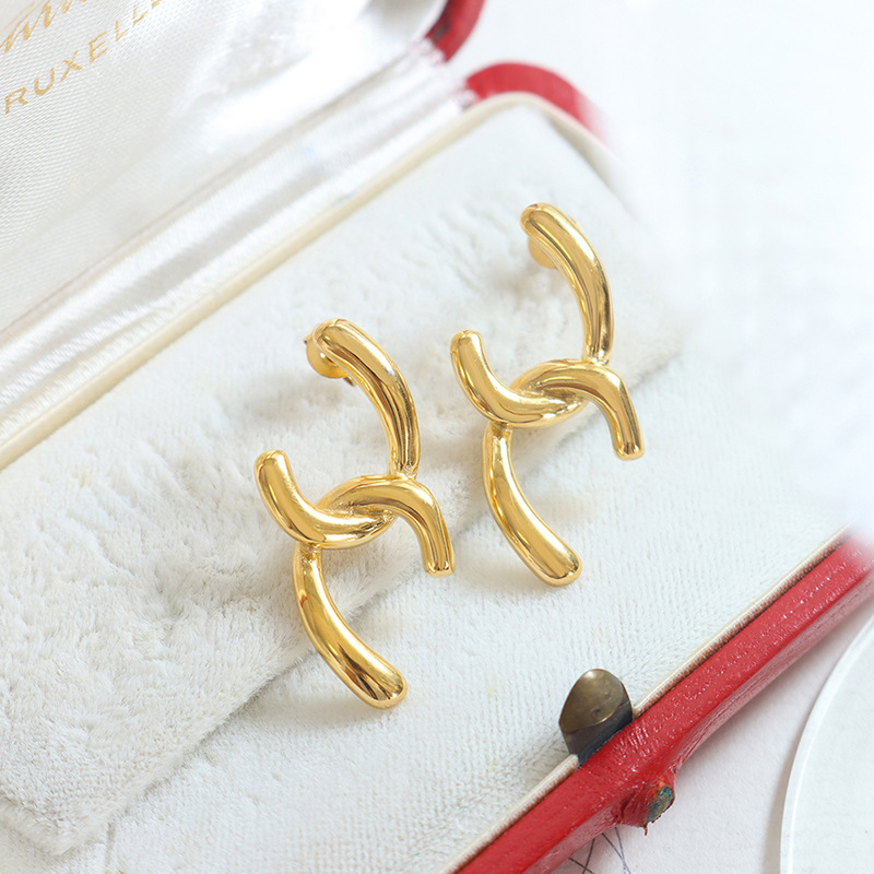 European Geometric Irregular Earrings 18k PVD Gold Plated Stainless Steel Trendy Minimalist Jewelry for Women - Image 3