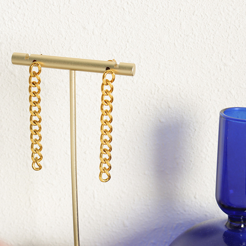 Stylish Ins Style Earrings Titanium Steel Non-Fading Tassel Chain Earrings Hot-Selling Jewelry with 18K PVD Gold Plated - Image 3