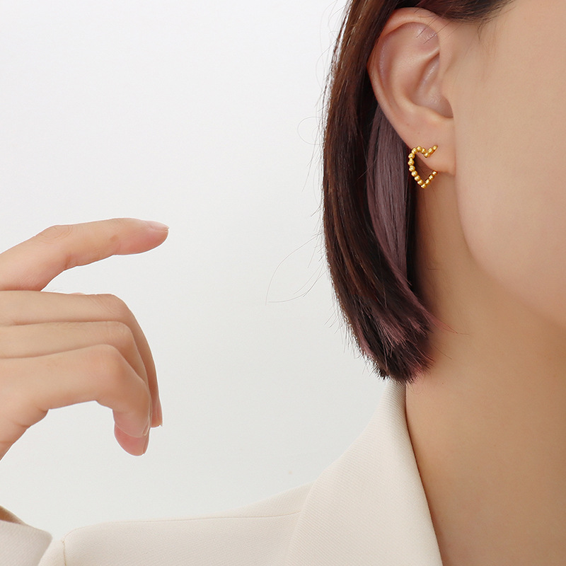 European INS Heart-Shaped Irregular Earrings Stainless Steel 18k PVD Gold Plated Trendy Jewelry - Image 6