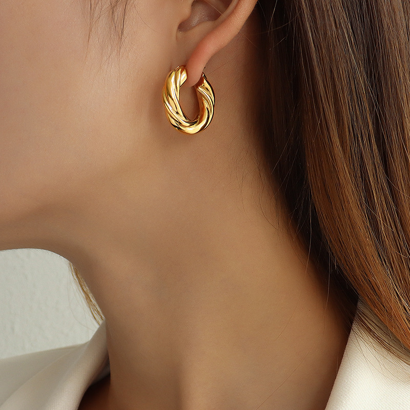 Creative Zircon-Shaped Earrings Titanium Steel 18k PVD Gold Plated Minimal Modern Women Accessories - Image 4