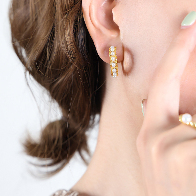 Minimalist Geometric C-Shape Titanium Steel 18K PVD Gold Plated Earrings Handmade Jewelry for Women - Image 4