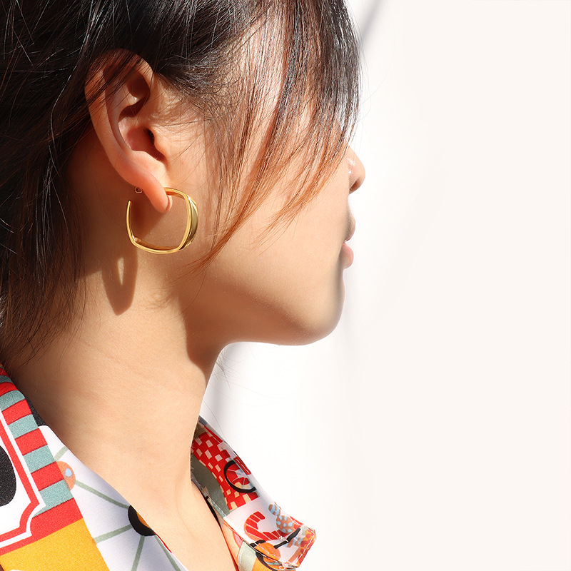 Retro Geometric Earrings for Women Christmas Fall Winter Titanium Steel with 18K PVD Gold Plating - Image 5