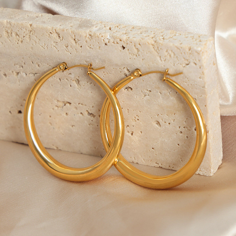 Oversized Hoop Earrings Titanium Steel 18k PVD Gold Plated Exaggerated Luxury Design Women Jewelry - Image 4