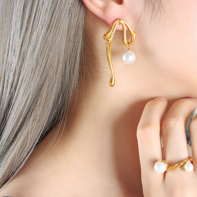 Geometric Color Bead Pendant Earrings Creative Unique Design Trendy Women Jewelry - Image 4