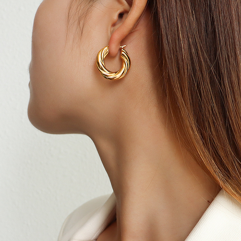 Creative Zircon-Shaped Earrings Titanium Steel 18k PVD Gold Plated Minimal Modern Women Accessories - Image 5