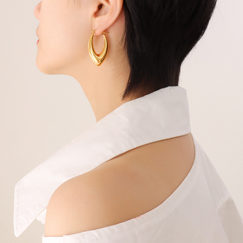 Geometric U-Shaped Earrings for Women Non-Mainstream Fashion Chic Titanium Steel 18K PVD Gold Plated Jewelry - Image 4
