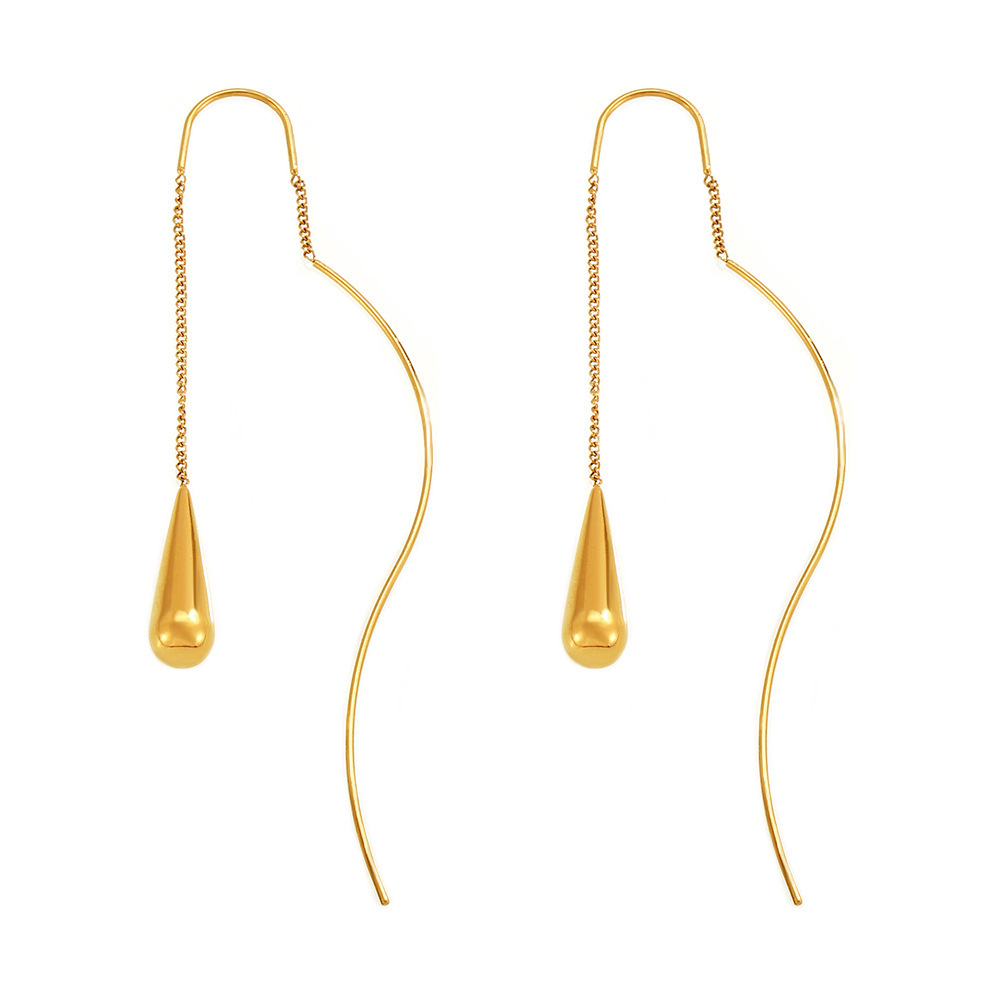 Teardrop Tassel Earrings 18k PVD Gold Plated Stainless Steel Elegant weight Women Wholesale Jewelry