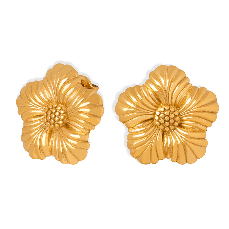 Floral Drop Earrings Titanium Steel Rose Gold weight Statement Modern Women Jewelry