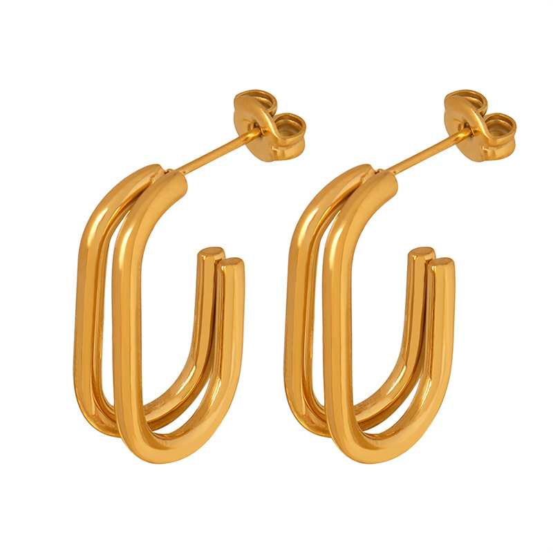 Korean Minimalist Geometric Statement Frame Earrings for Women Elegant Student Style Trendy and Versatile Fashion Accessorie