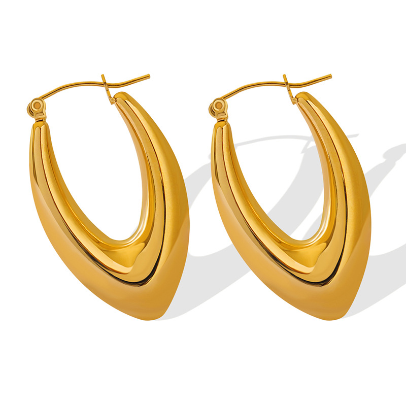 Geometric U-Shaped Earrings for Women Non-Mainstream Fashion Chic Titanium Steel 18K PVD Gold Plated Jewelry