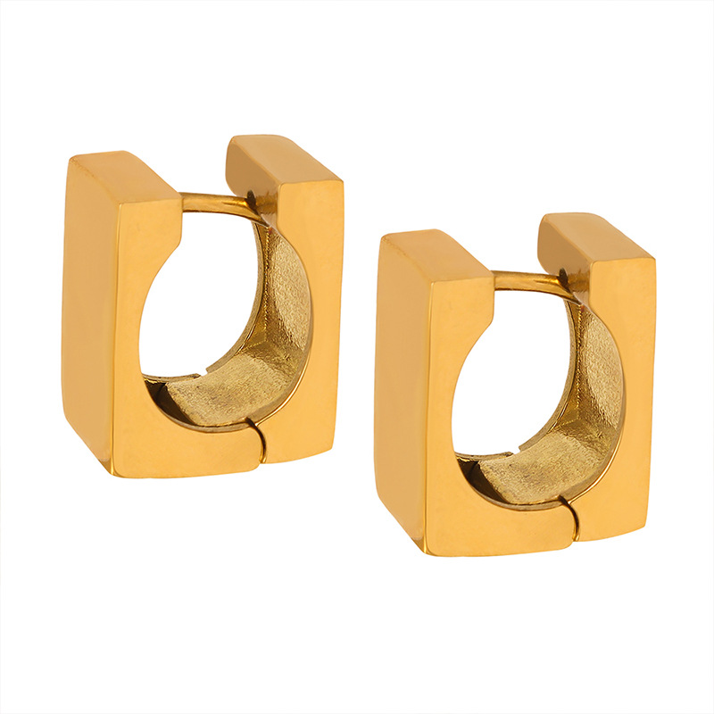Fashion Commuting Unique Versatile Earrings European Metal Geometric 3D Square Stylish Large Earrings 18K PVD Gold Plated