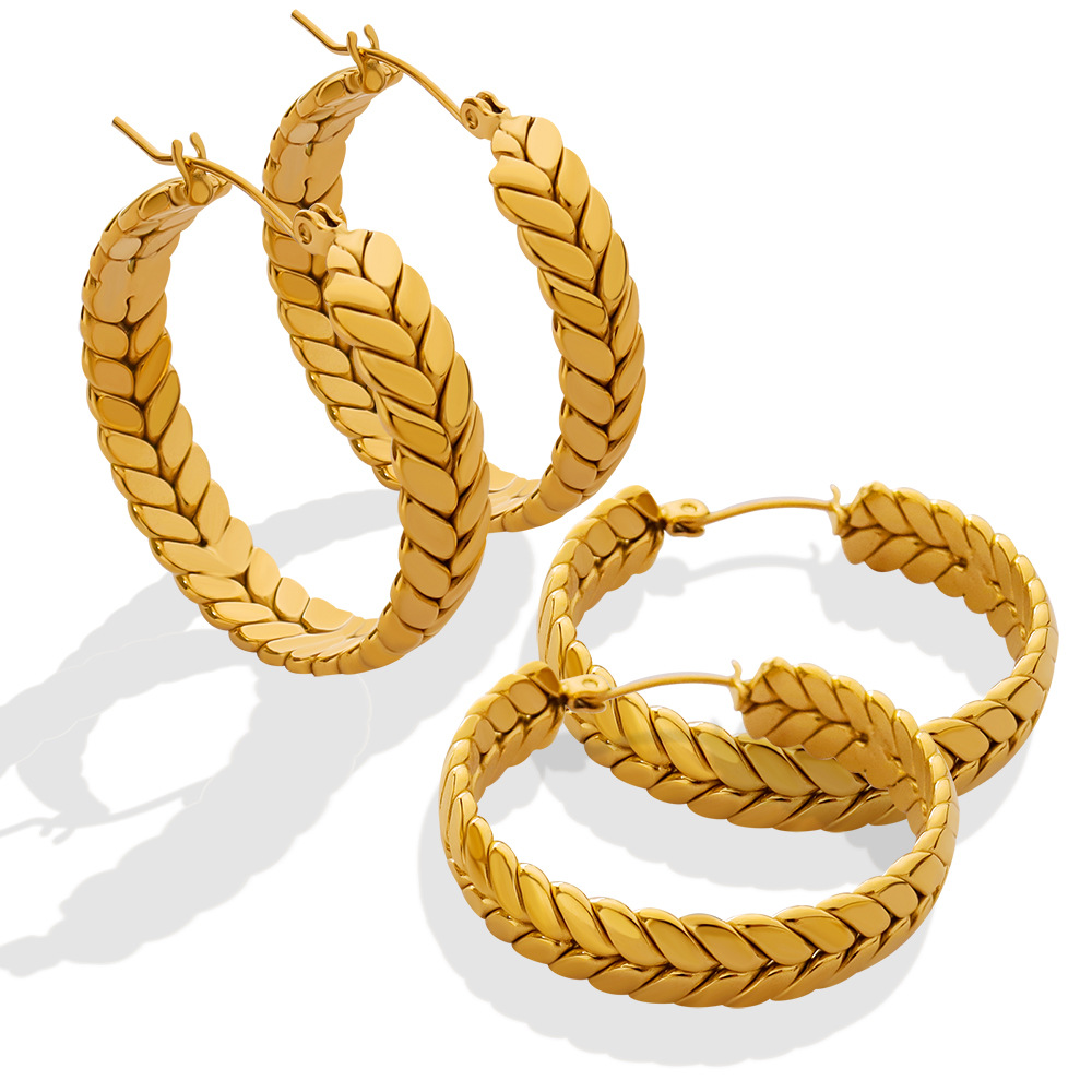European Wheat Spike Earrings Stainless Steel 18k PVD Gold Plated Elegant and Versatile Unisex Jewelry