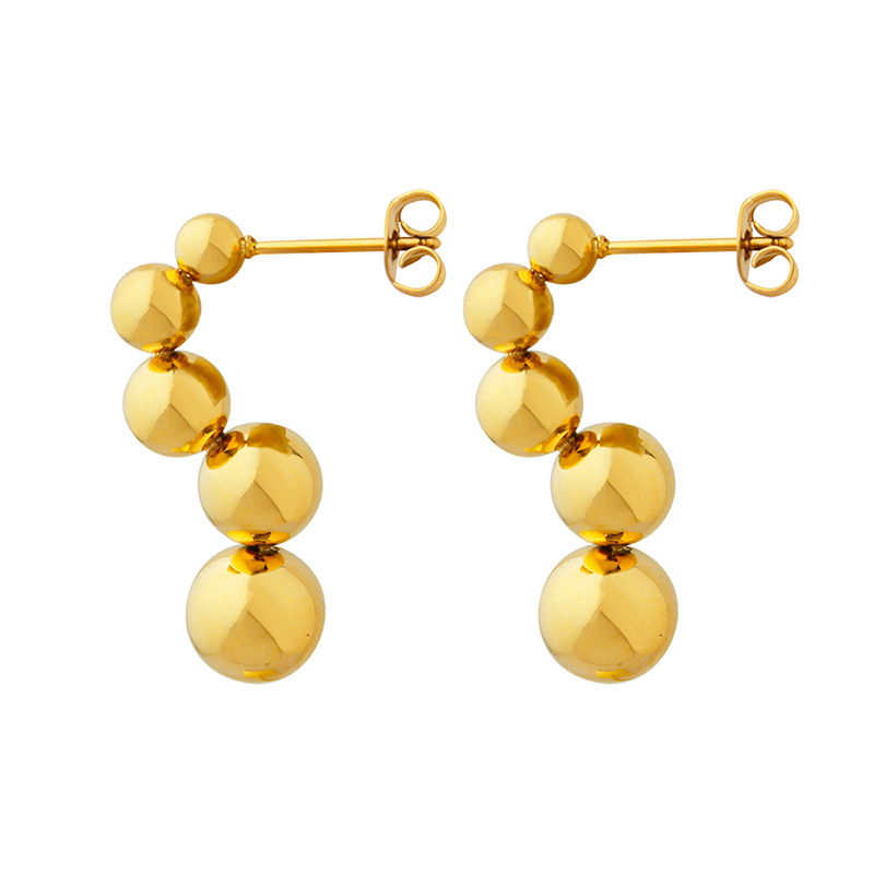 European Minimalist Steel Bead Earrings Stainless Steel 18k PVD Gold Plated weight Trendy Jewelry