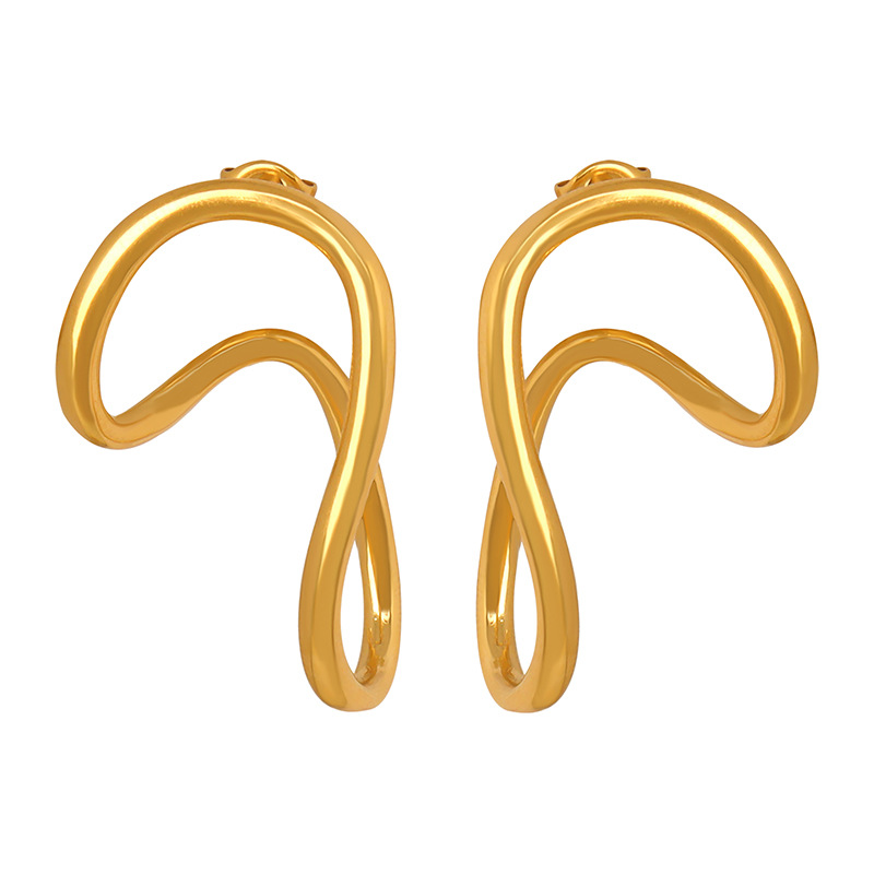 European Hot Selling Non-Fading Simple Geometric Circle Earrings Titanium Steel 18K PVD Gold Plated