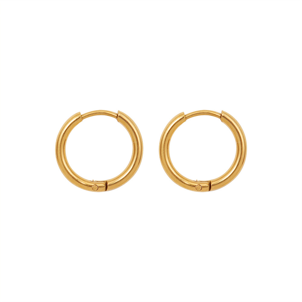 French Style Simple Circle Earrings Titanium Steel 18K PVD Gold Plated Elegant and Chic F462