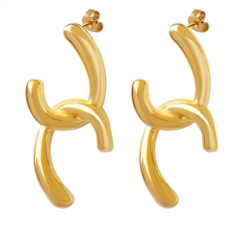 European Geometric Irregular Earrings 18k PVD Gold Plated Stainless Steel Trendy Minimalist Jewelry for Women