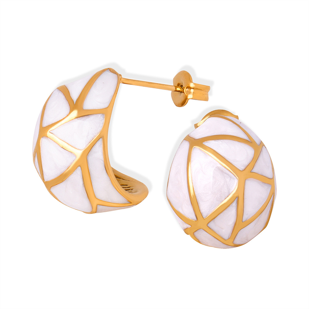 European and American New Geometric Enamel Drip Oil Design Titanium Steel Non-Fading and Waterproof Earrings for Women