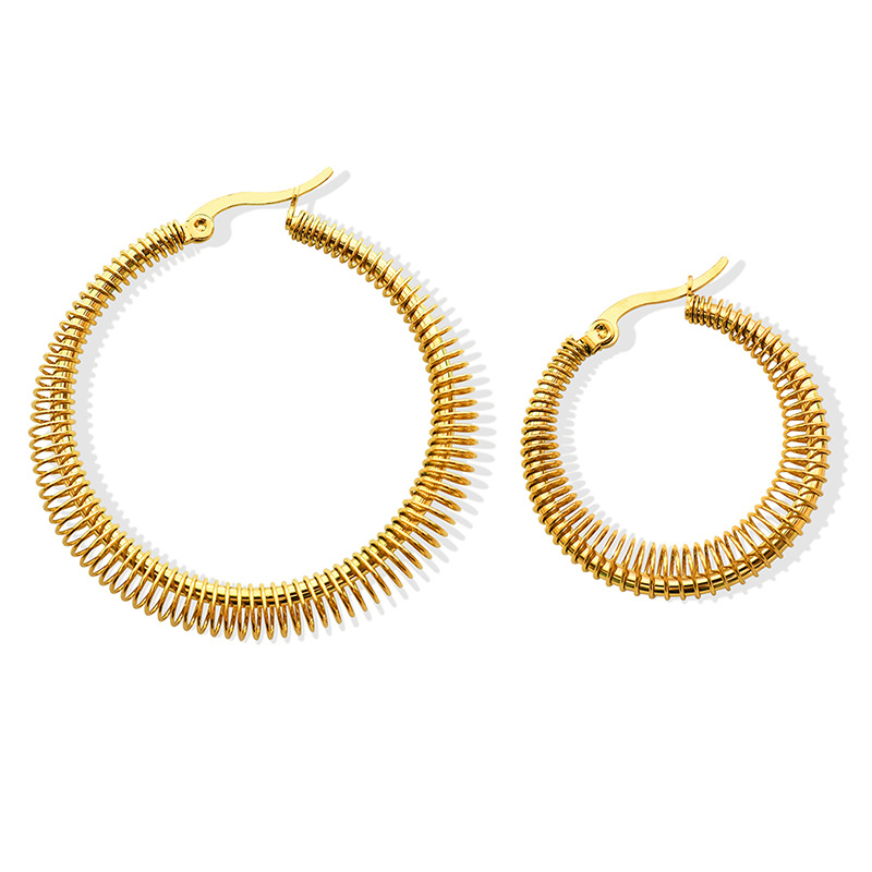 European Retro Versatile Hot-Selling Titanium Steel Gold-Plated Spring Line Earrings Non-Fading Jewelry for Women