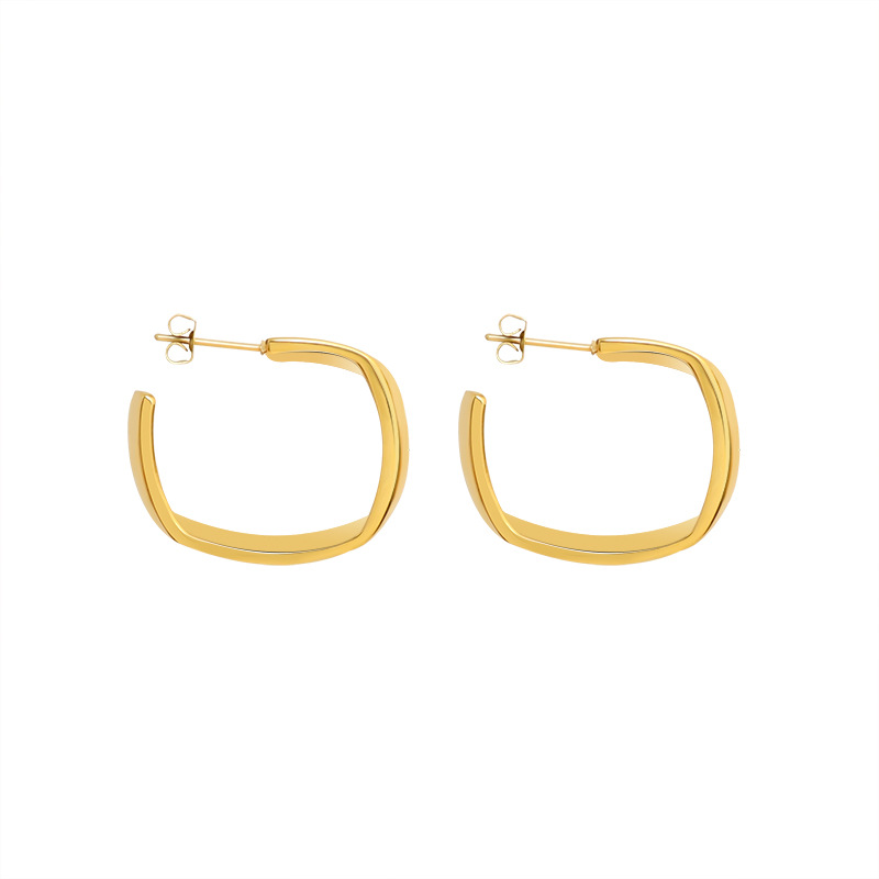 Retro Geometric Earrings for Women Christmas Fall Winter Titanium Steel with 18K PVD Gold Plating