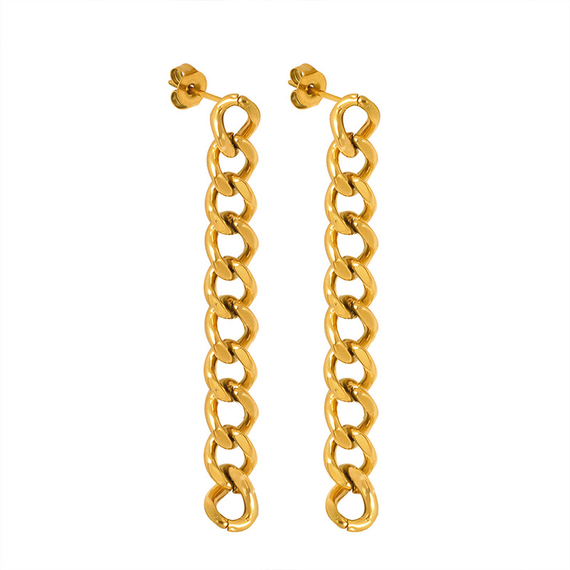Stylish Ins Style Earrings Titanium Steel Non-Fading Tassel Chain Earrings Hot-Selling Jewelry with 18K PVD Gold Plated