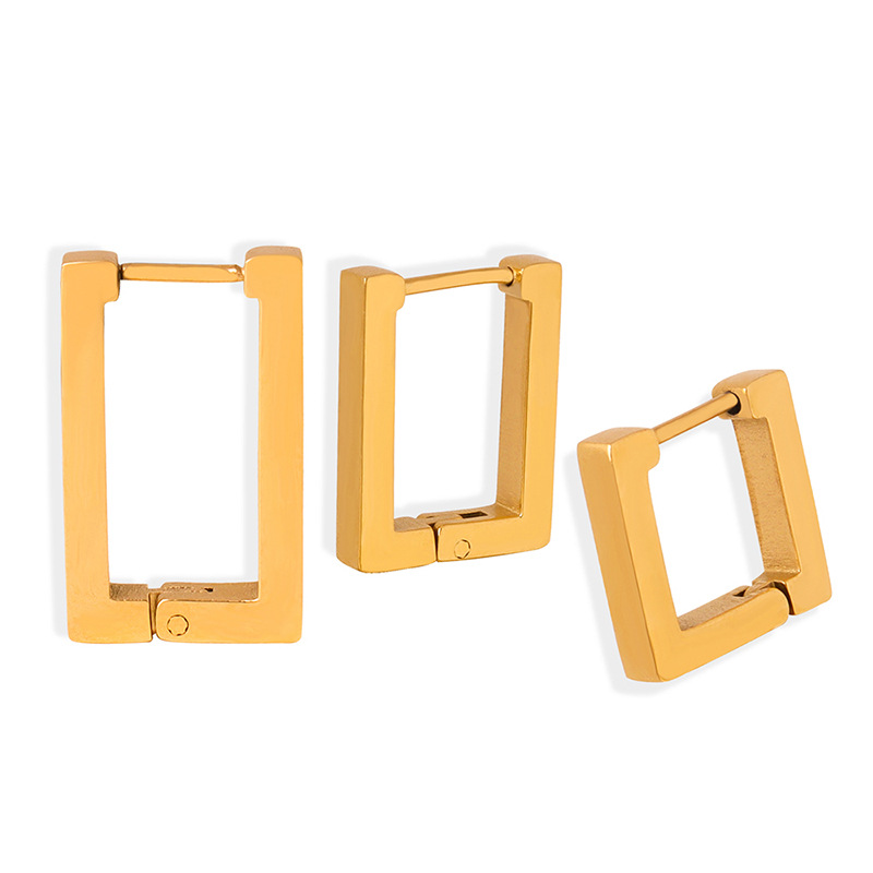 Rectangular Geometric Design Ear Cuffs Fashion Minimalist Cool Style Titanium Steel 18K PVD Gold Plated Non-Fading Earrings