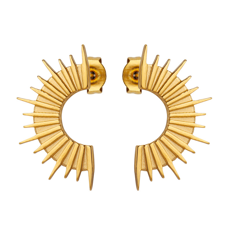 French Semi-Moon Earrings Stainless Steel 18k PVD Gold Plated weight Jewelry for Women Wholesale