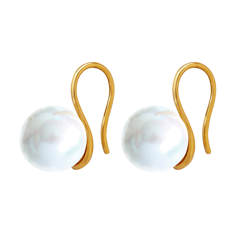 Geometric Pearl Earrings Titanium Steel 18k PVD Gold Plated Minimal Non Tarnish Elegant Women Jewelry