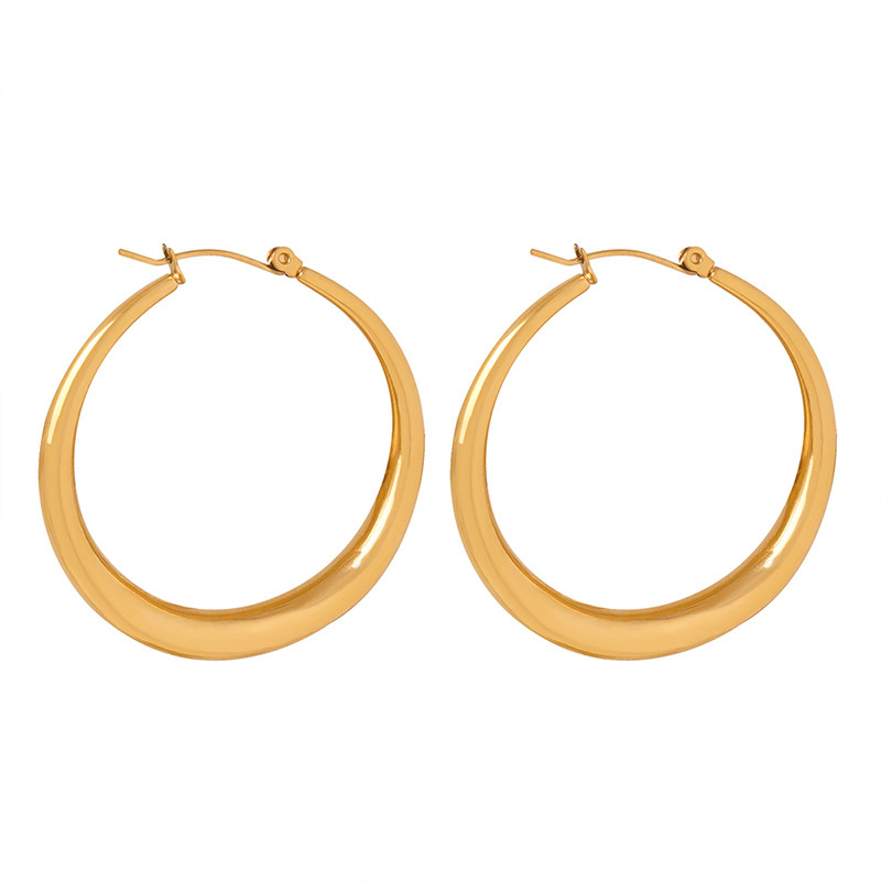 Oversized Hoop Earrings Titanium Steel 18k PVD Gold Plated Exaggerated Luxury Design Women Jewelry
