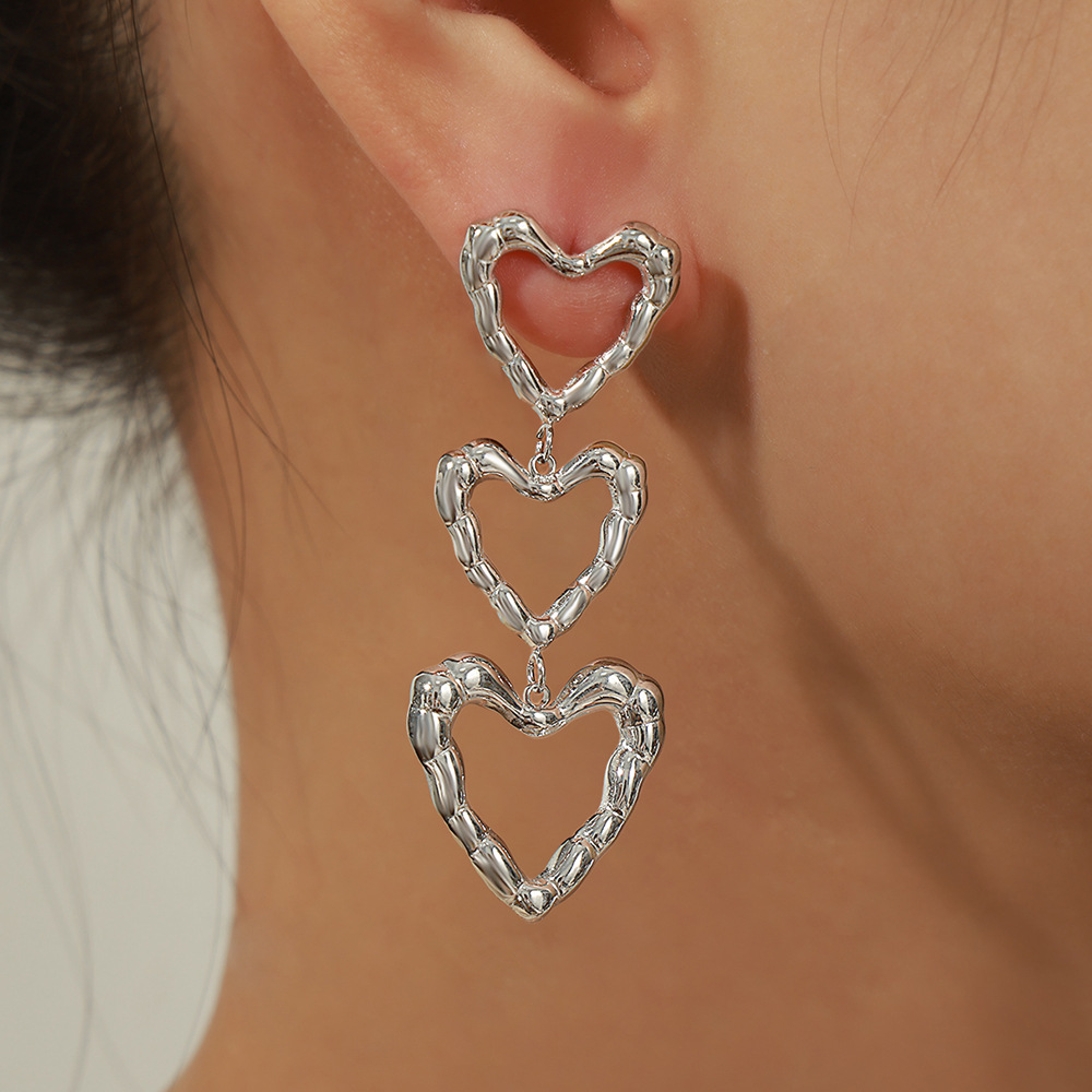 New Fashion Minimalist Titanium Steel 18K PVD Gold Plated Irregular Heart Shaped Long Earrings Wholesale Jewelry for Women - Image 5