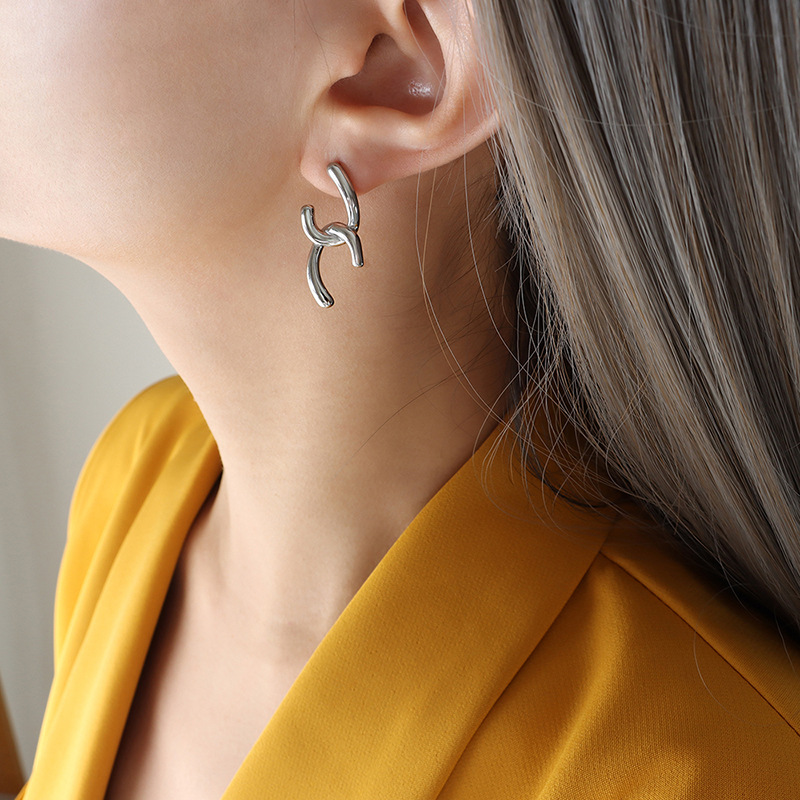 European Geometric Irregular Earrings 18k PVD Gold Plated Stainless Steel Trendy Minimalist Jewelry for Women - Image 4