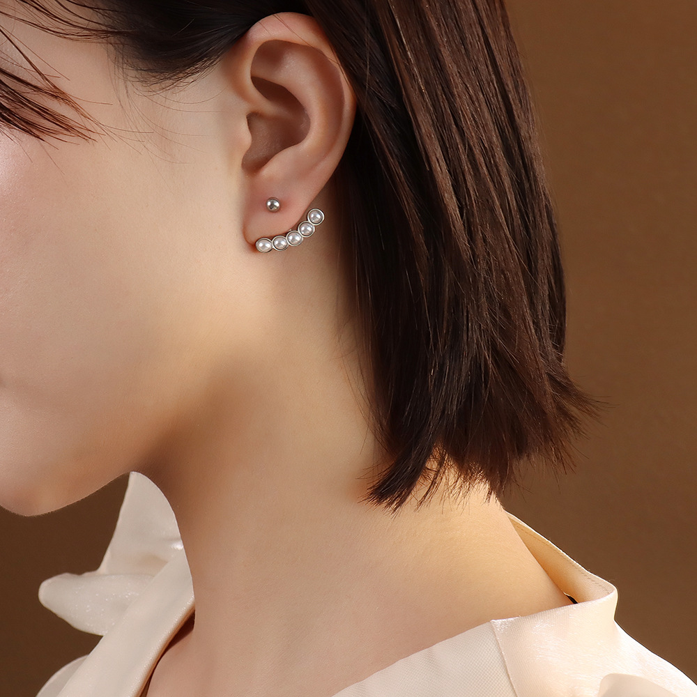 French INS Style Vintage Pearl Inlay Earrings 18K PVD Gold Plated for Women Chic Elegant Design - Image 5
