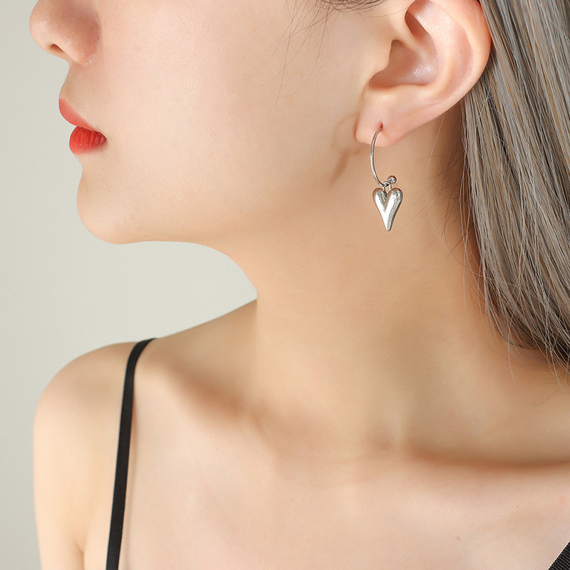 European Heart Tassel Earrings Stainless Steel 18k PVD Gold Plated Minimalist weight Jewelry for Women - Image 5
