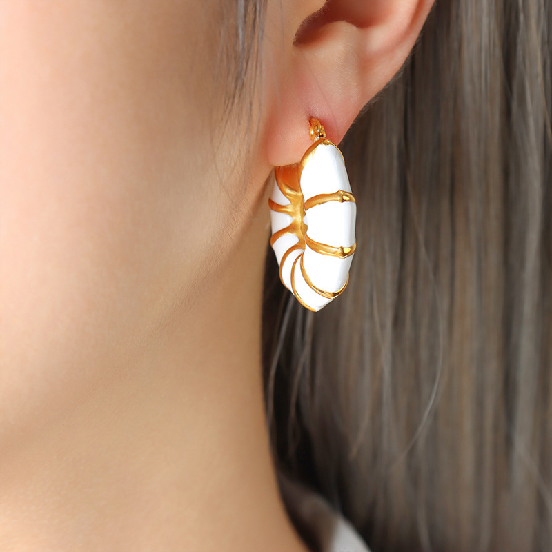 Enamel U Shape Earrings Titanium Steel 18k PVD Gold Plated Elegant Luxury Women Accessories - Image 5