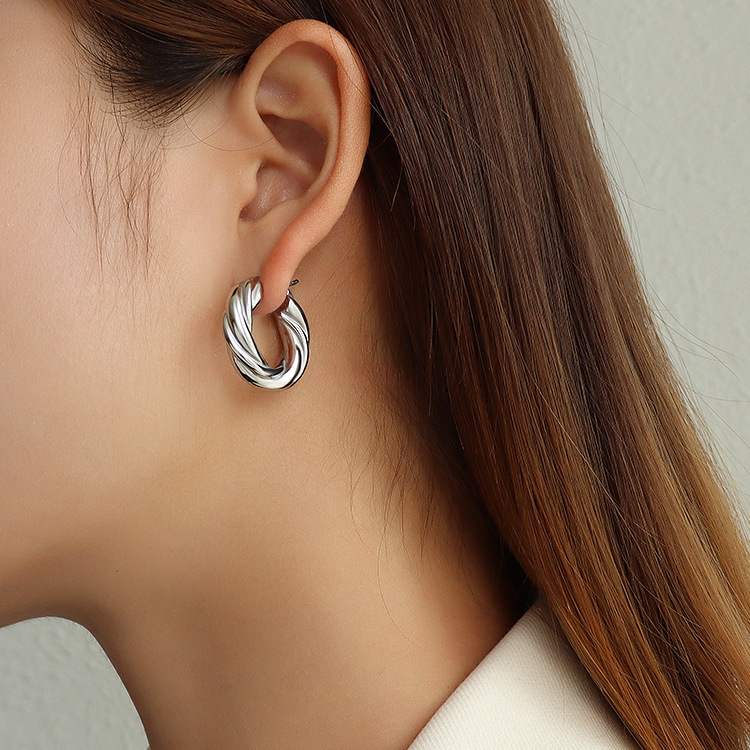 Creative Zircon-Shaped Earrings Titanium Steel 18k PVD Gold Plated Minimal Modern Women Accessories - Image 6