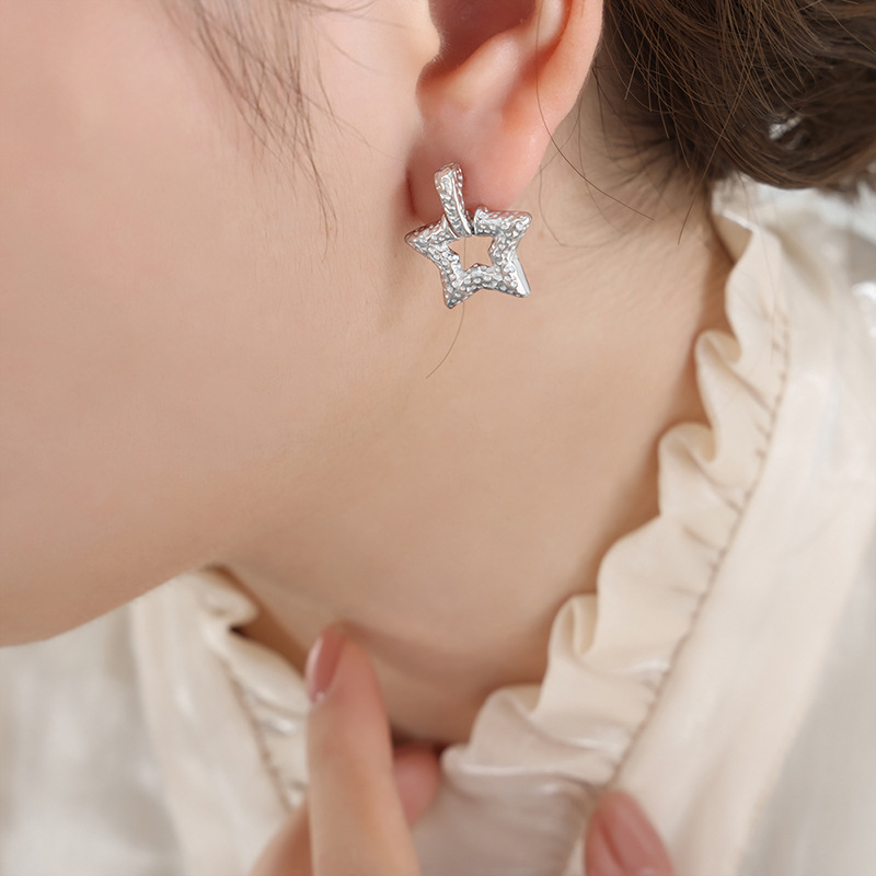Fashion Commuting Unique Versatile Small Point Dotted Star Pendant Earrings Titanium Steel 18K PVD Gold Plated Jewelry - Image 6
