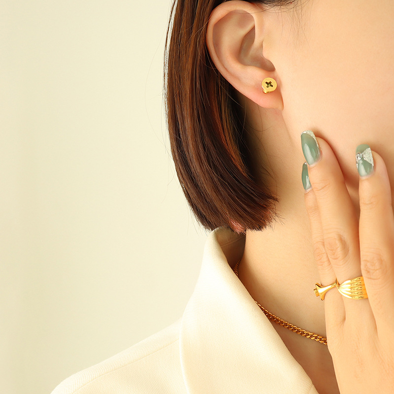 American Trendy Unisex Screw Stud Earrings Titanium Steel 18K PVD Gold Plated Hip Hop Chic Jewelry - Image 6