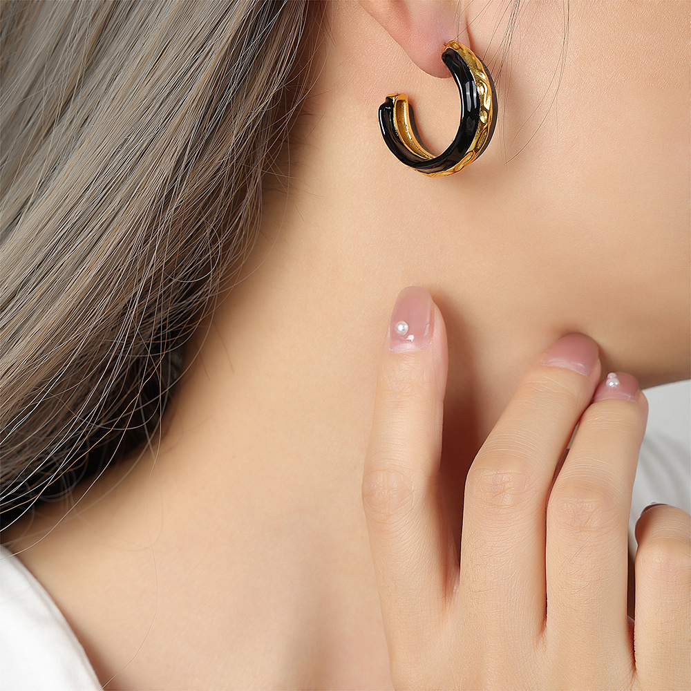 New Retro European Style Bold Geometric 18K Gold Plated Earrings with Colorful Enamel for Women - Image 6