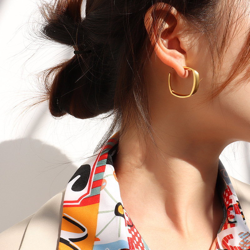 Retro Geometric Earrings for Women Christmas Fall Winter Titanium Steel with 18K PVD Gold Plating - Image 7