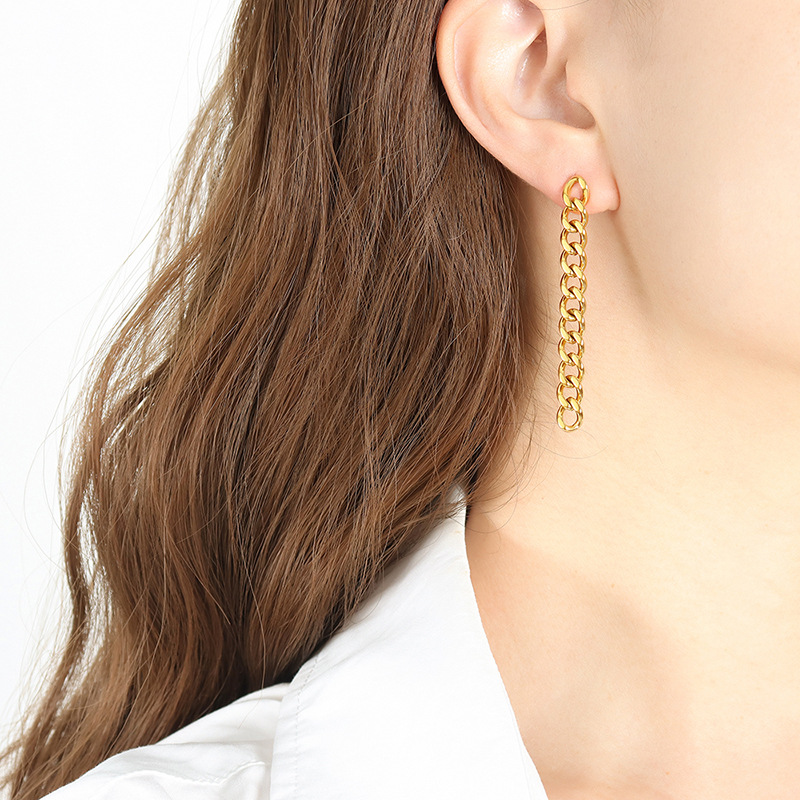 Stylish Ins Style Earrings Titanium Steel Non-Fading Tassel Chain Earrings Hot-Selling Jewelry with 18K PVD Gold Plated - Image 6